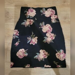Talula Black Floral Pencil Skirt